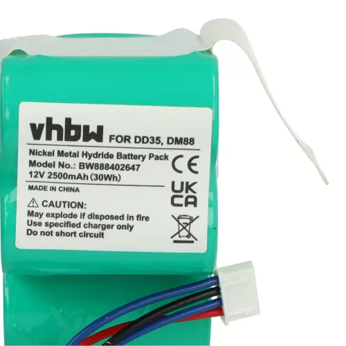 VHBW Akku Ecovacs DD4G, DM88, ZJ1517-HFR, 10002167, 10001568, DD3G - 2500mAh, 12V, NiMH