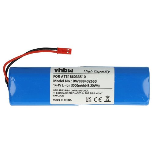 VHBW Battery for Ariete AT5186033510 - 3000 mAh, 14.4 V, Li-Ion