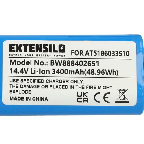 VHBW Battery for Ariete AT5186033510 - 3400 mAh, 14.4 V, Li-Ion