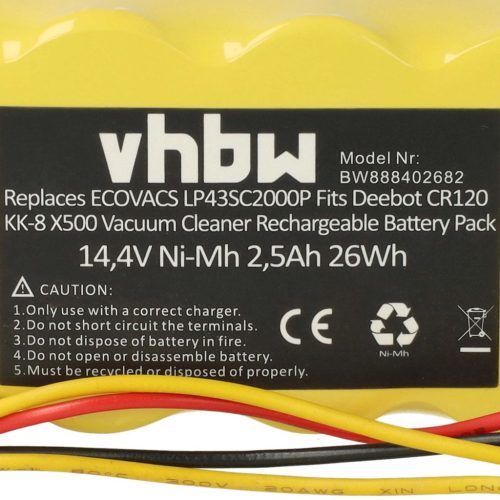 VHBW Akku für Ariete AT5186005100 - 2500 mAh, 14,4 V, NiMH