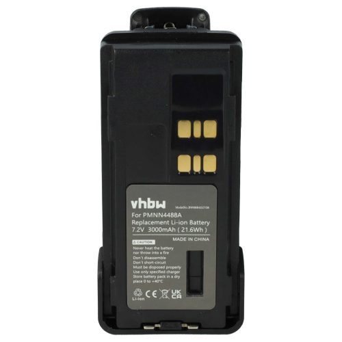 VHBW Radio Akku Motorola PMNN441, PMNN4415, PMNN4415AR Geräte - 3000 mAh 7,2 V Li-Ion + Gürtelclip