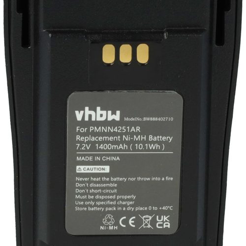 VHBW Radio Akku Motorola NNTN4497, NNTN4496AR, NNTN4496 - 1400 mAh 7,2 V NiMH + Gürtelclip