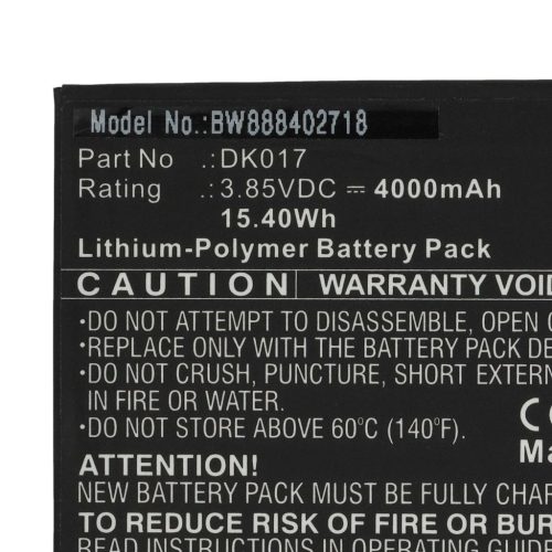 VHBW Mobile Phone Battery for Blackview DK017 - 4000 mAh 3.85 V Li-Polymer - Smartphone Battery