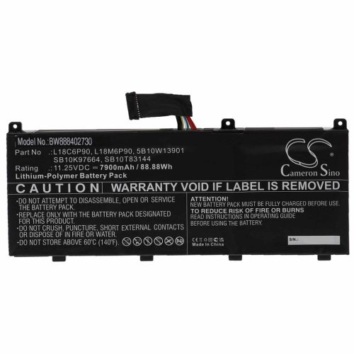 VHBW Notebook Battery Lenovo L18M6P90, 5B10W13901, L18C6P90 - 7900 mAh 11.25 V Li-polymer