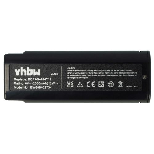 VHBW Elektrowerkzeug Akku Paslode 900421, 900400, 900420, 404400, 404717 - 2000 mAh, 6 V, NiMH