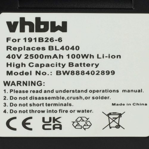 Elektromos kéziszerszámgép akkumulátor Makita 191X65-8, 191B36-3, 191B26-6, 191L29-0 - 2500 mAh, 40 V, Li-Ion 