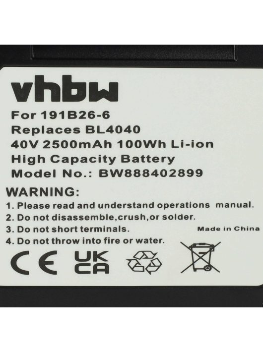 Elektromos kéziszerszámgép akkumulátor Makita 191X65-8, 191B36-3, 191B26-6, 191L29-0 - 2500 mAh, 40 V, Li-Ion 