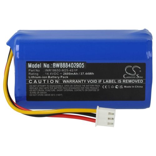 VHBW Battery for Proscenic INR18650-M25-4S1P - 2600 mAh, 14.4 V, Li-Ion