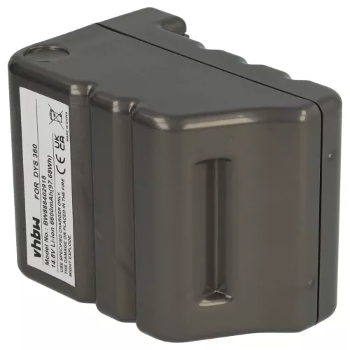 VHBW Battery for Dyson 970049-01, 968734-02 - 6600 mAh, 14.8 V, Li-Ion
