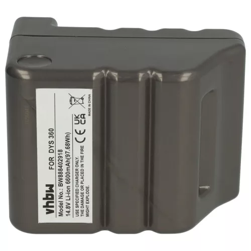 VHBW Battery for Dyson 970049-01, 968734-02 - 6600 mAh, 14.8 V, Li-Ion