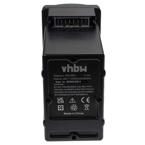 VHBW Lawn Mower Battery for Wolf Garten Li-Ion Power-Pack 1, 4939090 - 2500 mAh 36 V Li-Ion, black - Gardening tool