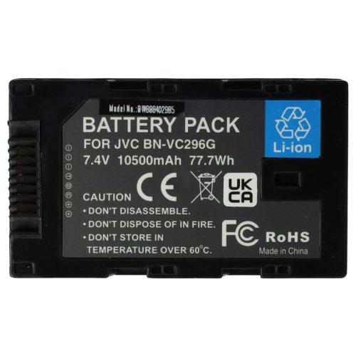 Videokamera akkumulátor JVC BN-VC298G, BN-VC296G, BN-VC264G kamerához - 10500 mAh 7,4 V Li-Ion