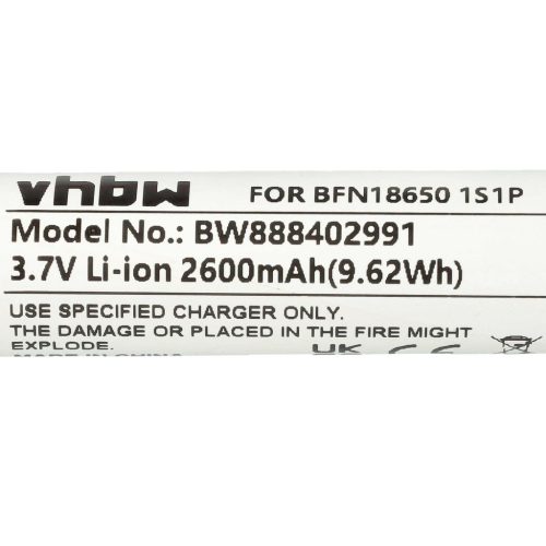 VHBW Battery for Leifheit BFN18650 1S1P - 2600 mAh, 3.7 V, Li-Ion