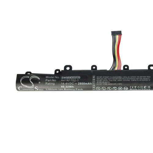 VHBW Notebook akkumulátor  Asus 0B110-00480100, A41lj5H, A41N1702-1 - 2800 mAh 14,4 V Li-Ion