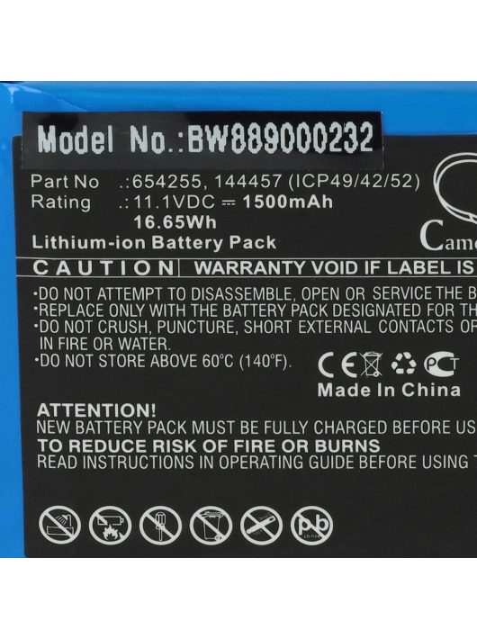 MedCaptain 144457 (ICP49/42/52) Akkumulátor, 654255 – 1500 mAh 11,1 V Li-Ion