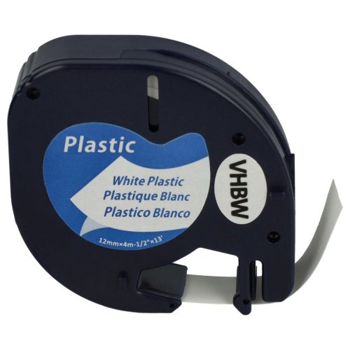 VHBW Dymo S0721660, 91221 Plastic Label Tape - 12 mm Black-White