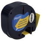 VHBW Dymo 91222, S0721670 - 12 mm Black-Yellow Plastic Label Tape