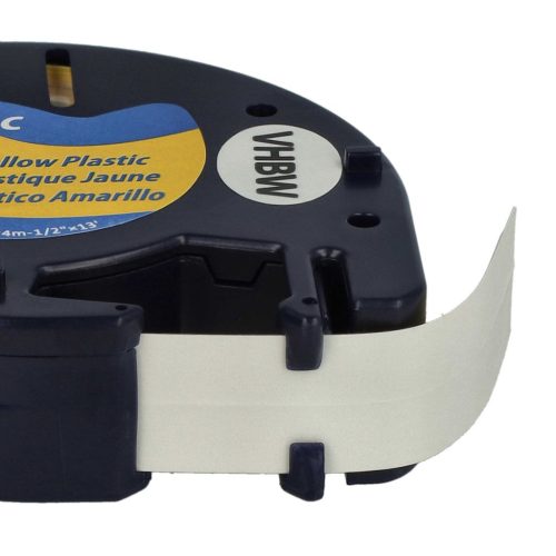 VHBW Dymo 91222, S0721670 - 12 mm Black-Yellow Plastic Label Tape