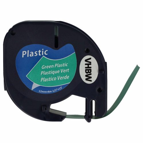 VHBW Dymo 91224, S0721640 Plastic Label Tape - 12mm, Black-Green