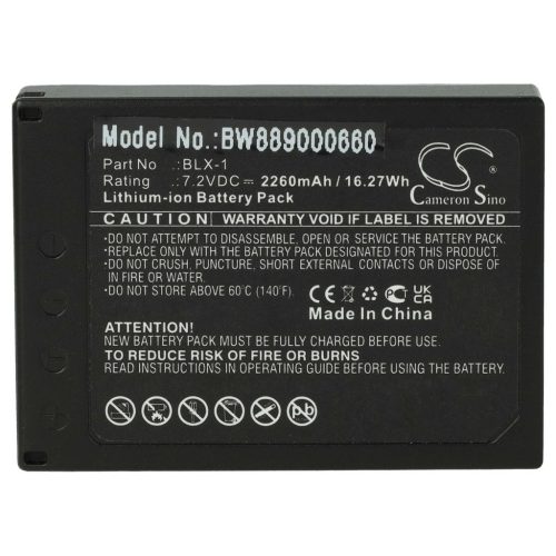 VHBW Akku für Olympus BLX-1 - 2260 mAh, 7,2 V, Li-Ion