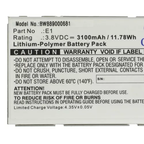 VHBW GlocalMe E1 Mobile Router Battery, GLMU18A02, 3100 mAh, 3.8 V, Li-polymer