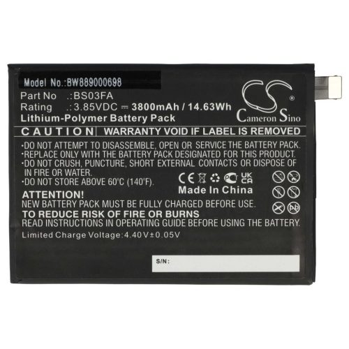 Mobiltelefon akkumulátor  Xiaomi BS03FA-hoz - 3800 mAh 3,85 V Li-polimer