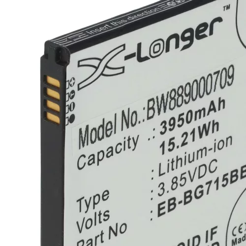VHBW Mobile Phone Battery Samsung EB-BG715BBE, GH43-04993A - 3950 mAh 3.85 V Li-Ion