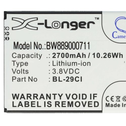 VHBW Mobiltelefon akkumulátor  Nokia BL-29CL, BL-29CI telefonokhoz - 2700 mAh 3,8 V Li-Ion