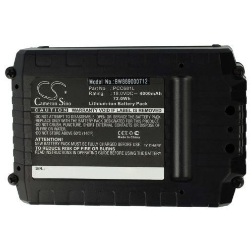 VHBW Elektromos kéziszerszámgép akkumulátor Black & Decker LBX20, LBXR20, LB20, LB2X4020  – 4000 mAh, 18 V, Li-Ion