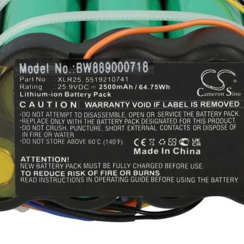 VHBW Battery for DeLonghi XLR25, 5519210741 - 2500 mAh, 25.9 V, Li-Ion
