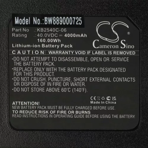 VHBW Kobalt KB240-06, KB245-06, KB2540C-06 Lawn Mower Battery, 4000 mAh, 40 V Li-Ion, Black