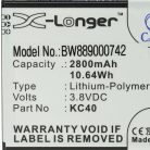 VHBW Mobiltelefon akkumulátor  Lenovo KC40-hez - 2800 mAh 3,8 V Li-polimer