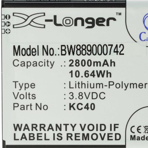 VHBW Mobiltelefon akkumulátor  Lenovo KC40-hez - 2800 mAh 3,8 V Li-polimer
