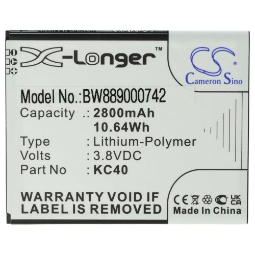 VHBW Mobiltelefon akkumulátor  Lenovo KC40-hez - 2800 mAh 3,8 V Li-polimer