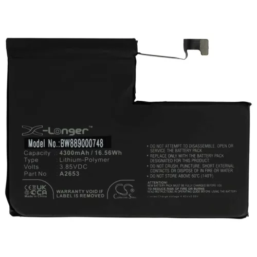 VHBW Mobile Phone Battery for Apple A2653 - 4300 mAh 3.85 V Li-polymer