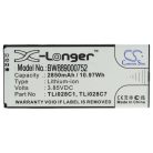 VHBW Mobiltelefon akkumulátor Alcatel TLi028C1, TLi028C7 - 2850 mAh 3,85 V Li-Ion