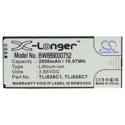 VHBW Mobiltelefon akkumulátor Alcatel TLi028C1, TLi028C7 - 2850 mAh 3,85 V Li-Ion