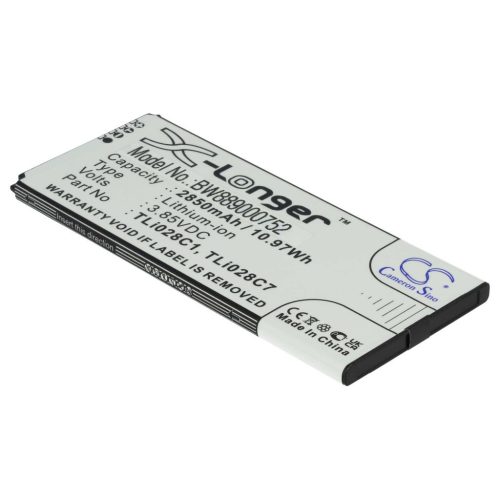 VHBW Mobiltelefon akkumulátor Alcatel TLi028C1, TLi028C7 - 2850 mAh 3,85 V Li-Ion