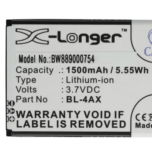VHBW Mobiltelefon Akku für Nokia BL-4AX, BL-4XL - 1500 mAh 3,7 V Li-Ion