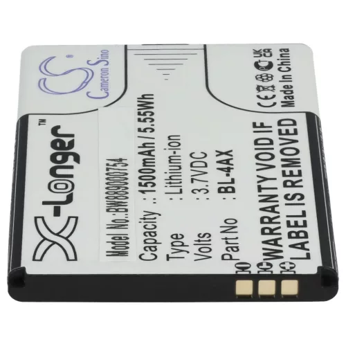 VHBW Mobiltelefon Akku für Nokia BL-4AX, BL-4XL - 1500 mAh 3,7 V Li-Ion