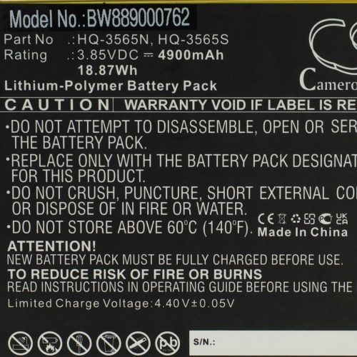 VHBW Tablet Akku Samsung HQ-3565S, HQ-3565N - 4900 mAh 3,85 V Li-Polymer