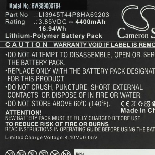 VHBW Tablet battery for ZTE LI3945T44P8HA69203 device - 4400 mAh 3.85 V Li-polymer