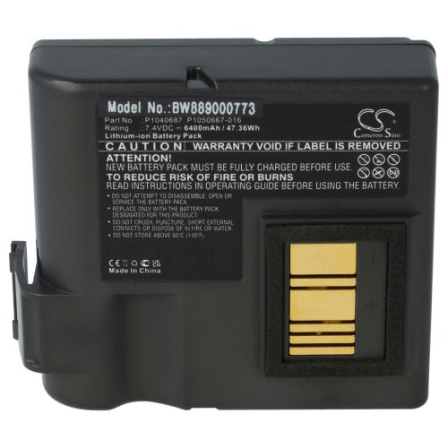 VHBW Akkumulátor  Zebra nyomtatóhoz BTRY-MPP-68MA1-01, P1050667-016, P1040687 - 6400 mAh 7,4 V Li-Ion