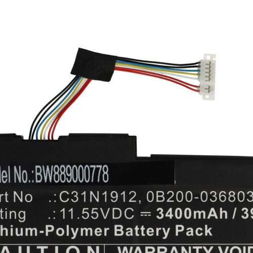 VHBW Notebook akkumulátor  Asus 0B200-03680300, C31N1912 - 3400 mAh 11,55 V Li-polymer