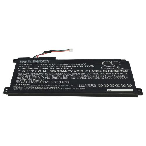 VHBW Notebook akkumulátor  Asus 0B200-03680300, C31N1912 - 3400 mAh 11,55 V Li-polymer