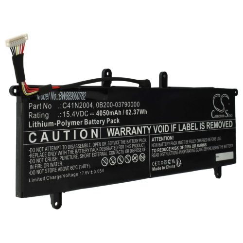 VHBW Notebook akkumulátor  Asus 0B200-03790000, UX482 BAT, C41N2004 - 4050 mAh 15,4 V Li-polymer