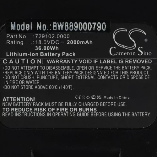 VHBW Akku für Sprühgeräte Gloria 729102 – 2000 mAh 18 V Li-Ion