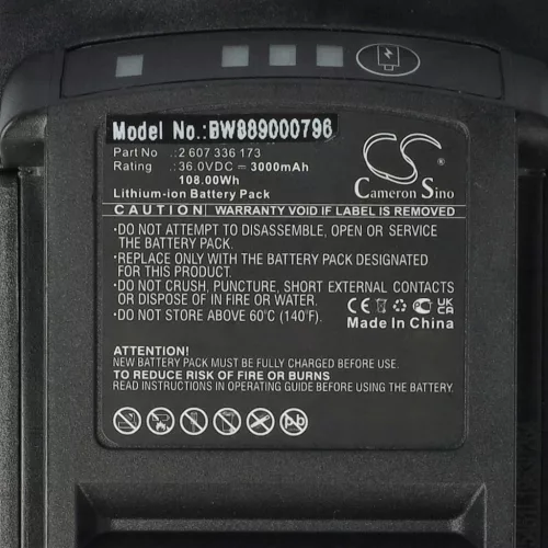 VHBW Bosch Lawn Mower Battery 2 607 336 173, 1600A0022N - 3000 mAh 36 V Li-Ion, Black/Red