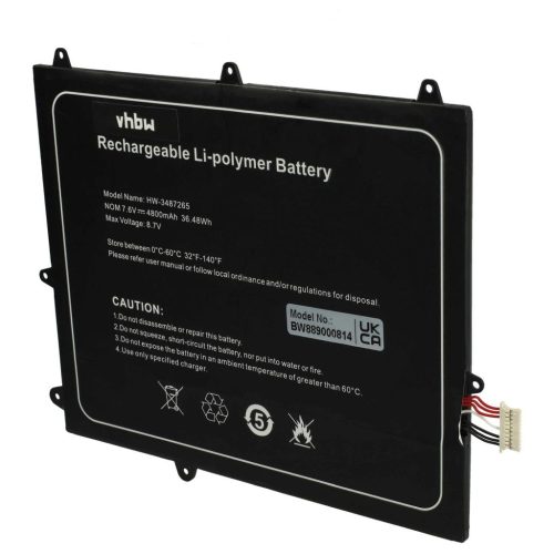 VHBW Notebook akkumulátor Trekstor 3487265P, HW-3487265, TH116A - 4800 mAh 7,6 V Li-polimer