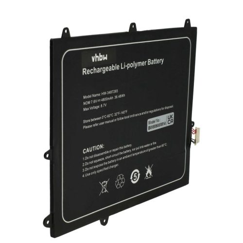 VHBW Notebook akkumulátor Trekstor 3487265P, HW-3487265, TH116A - 4800 mAh 7,6 V Li-polimer
